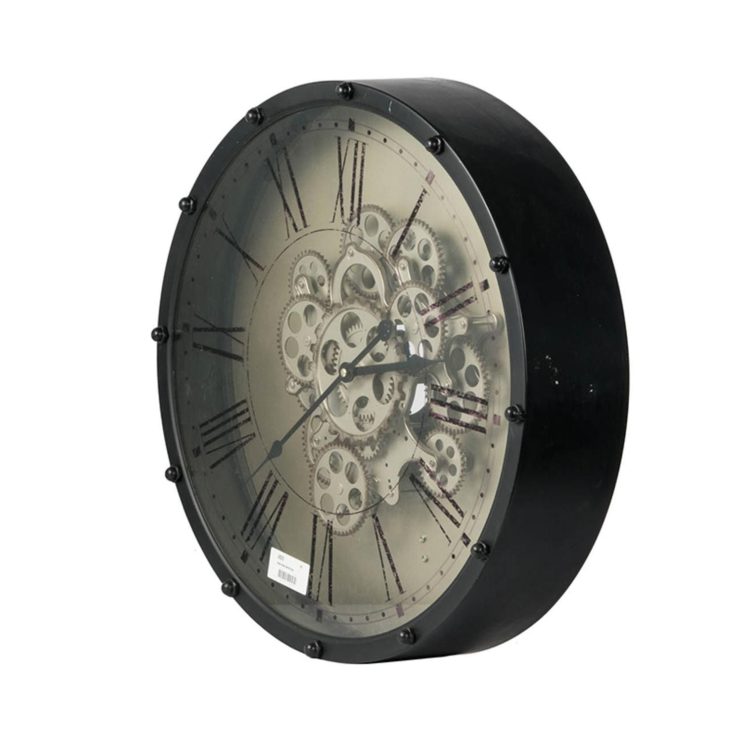 Vintage Gear Industrial Wall Clock - Black And Ivory