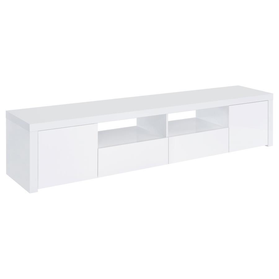 Jude - 2 Door Engineered Wood TV Stand - High Gloss White by Coaster Fine Furniture | Bel Furniture