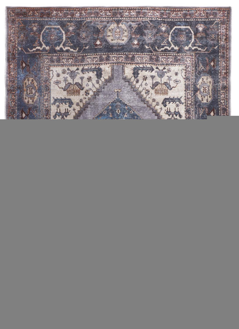 Floral Area Rug - Blue Brown And Ivory - 2' X 3'