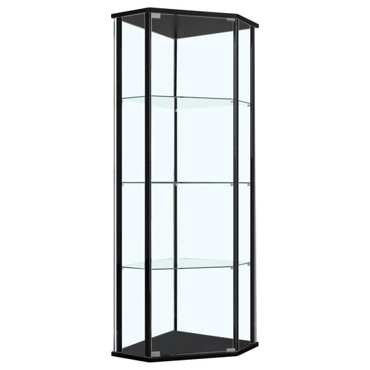 Zenobia - 4-Shelf Curio Cabinet Display Case - Black by CoasterEssence | Bel Furniture