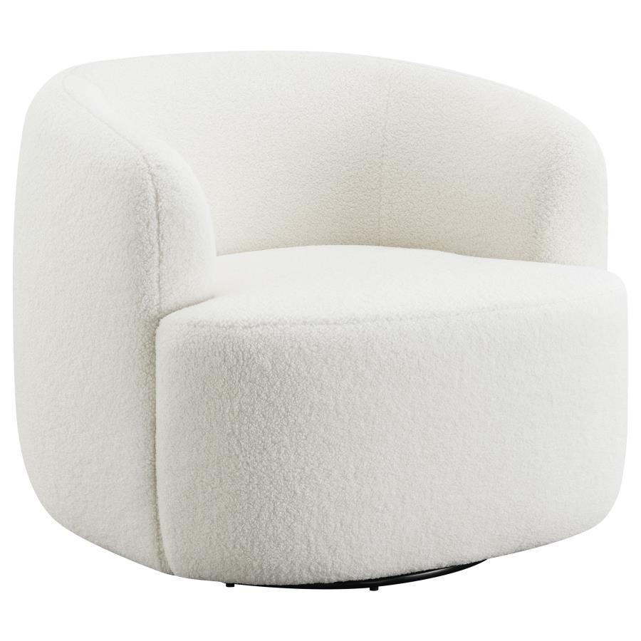 Hudson - Faux Sheepskin Upholstered Swivel Chair - Natural by CoasterElevations | Bel Furniture