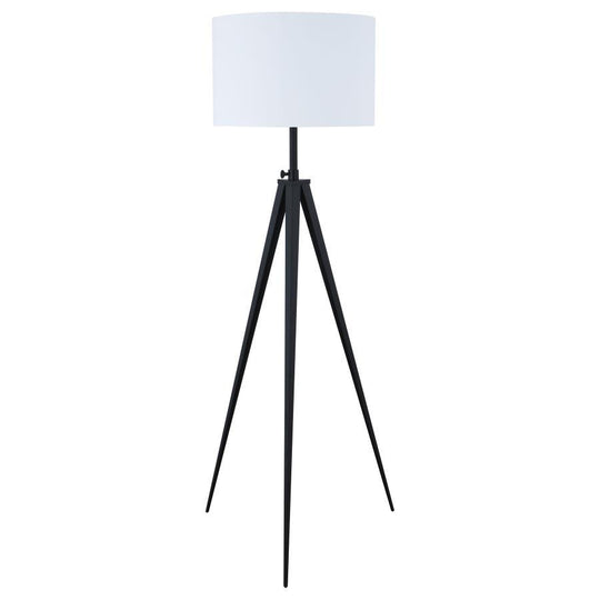 Harrington - Drum Shade Metal Tripod Floor Lamp - Black by CoasterEveryday | Bel Furniture