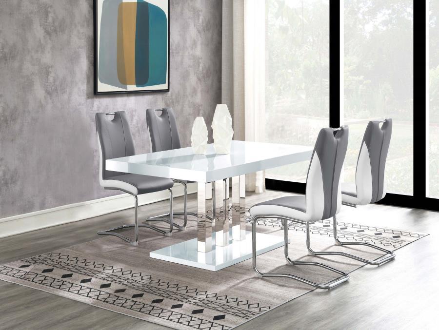 Brooklyn - 5 Piece Rectangular Dining Set - White High Gloss by CoasterEssence | Bel Furniture