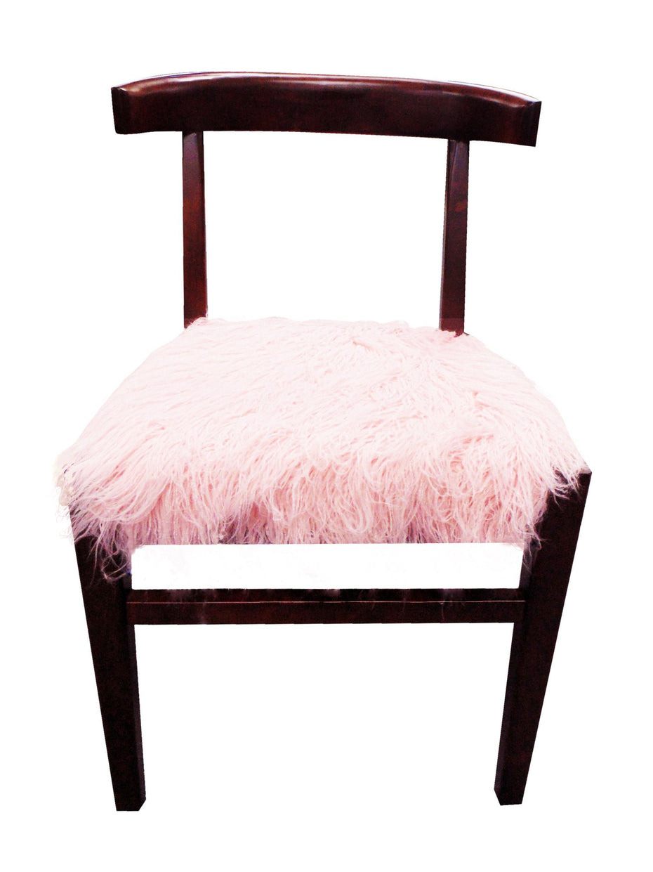 Faux Fur Solid Color Side Chair 21" - Blush and Dark Brown
