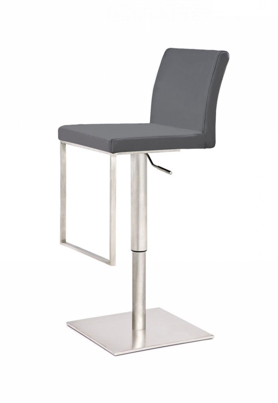Faux Leather and Stainless Steel Swivel Low Back Adjustable Height Bar Chair With Footrest 41" - Gray