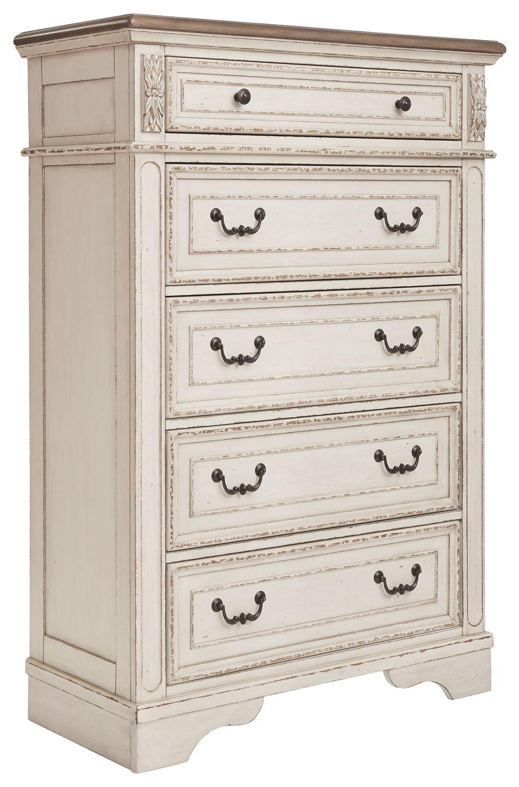 Realyn - White / Brown / Beige - Five Drawer Chest by Signature Design by Ashley® | Bel Furniture