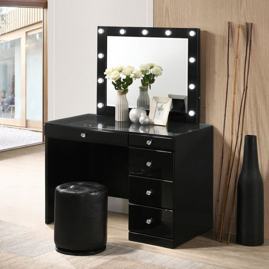 Morgan 3-Piece Vanity Set in Black by Crown Mark | Bel Furniture