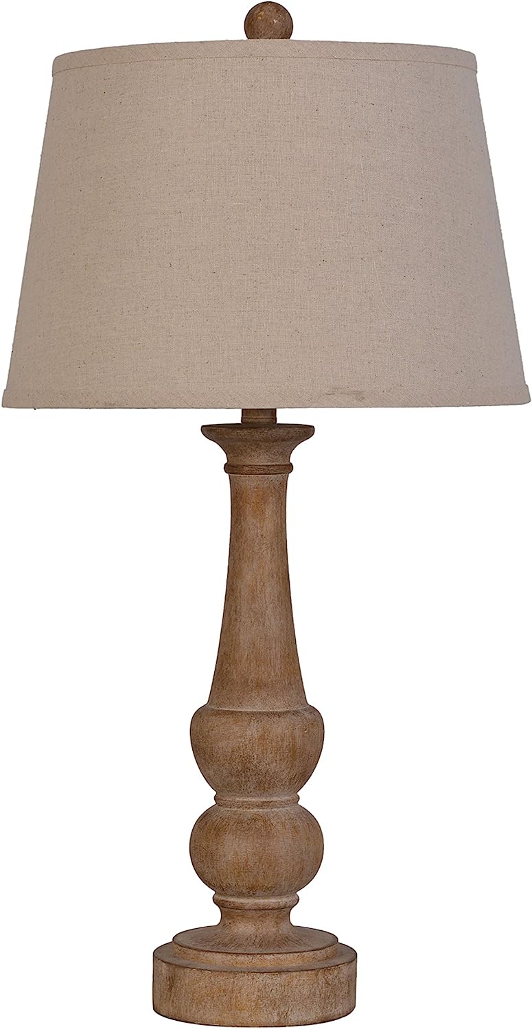 Polyresin Table Lamp, Reclaimed Wood Look Set of 2 - BEL Furniture