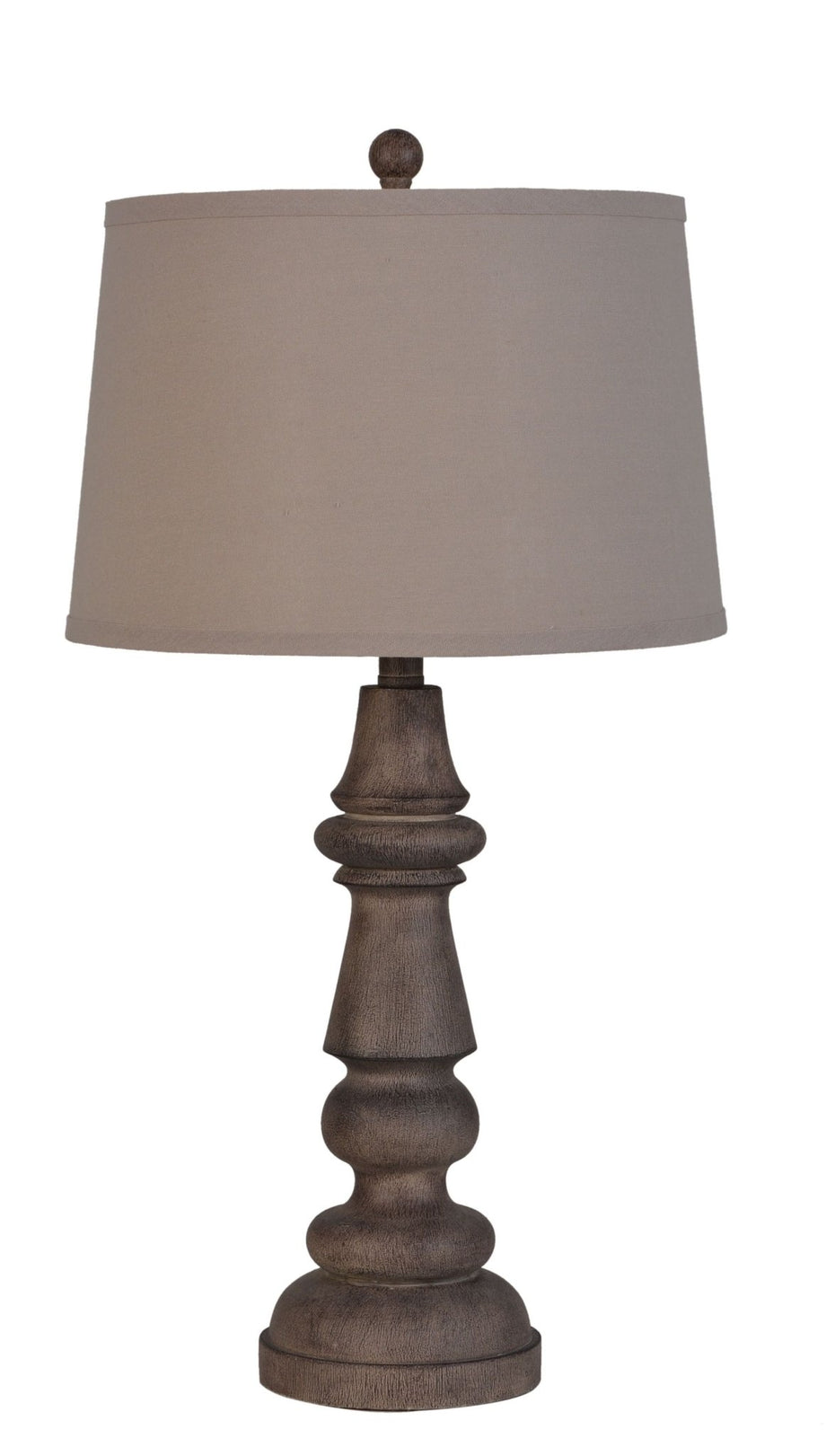 Polyresin Table Lamp with Dark Brown Wood Finish Set of 2 - BEL Furniture