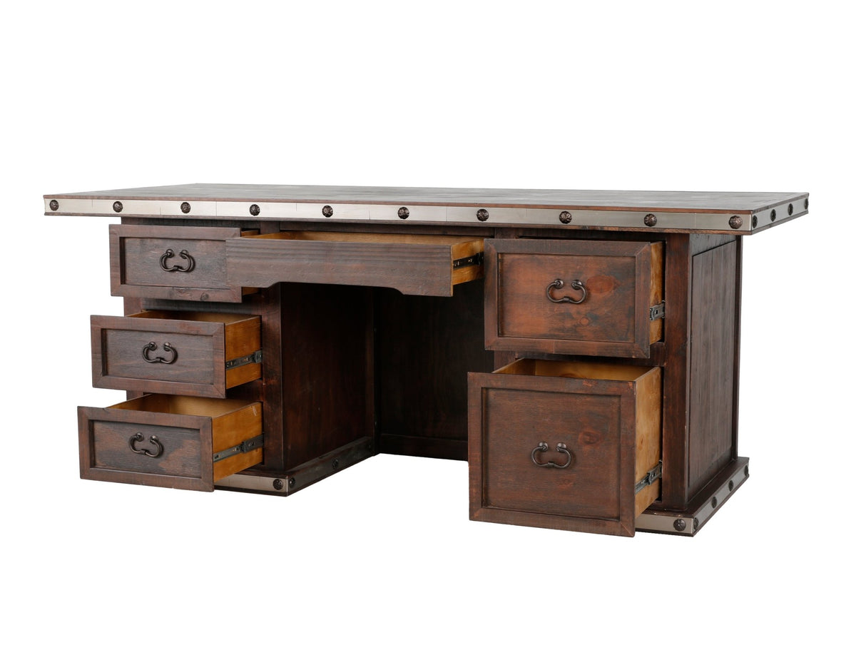 HACIENDA RUSTIC NAIL HEAD DESK by Mollai Collections | Bel Furniture
