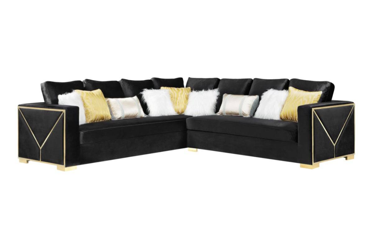 Buy Black Velvet 2 Piece Sectional in Texas | Bel Furniture