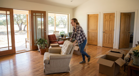 How to arrange furniture in a living room with lots of doors