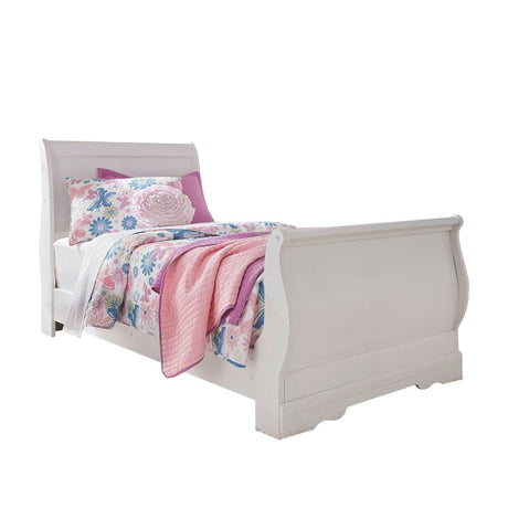 White full size bed at Bel Furniture