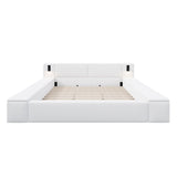 Upholstered Platform Bed Frame With Hidden Storage, Built-In Nightstands & LED Reading Lights