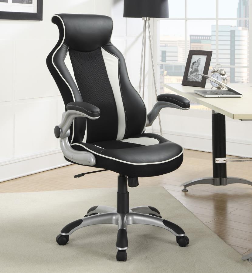 Dustin - Upholstered Adjustable Home Office Desk Chair - Black by CoasterEssence | Bel Furniture