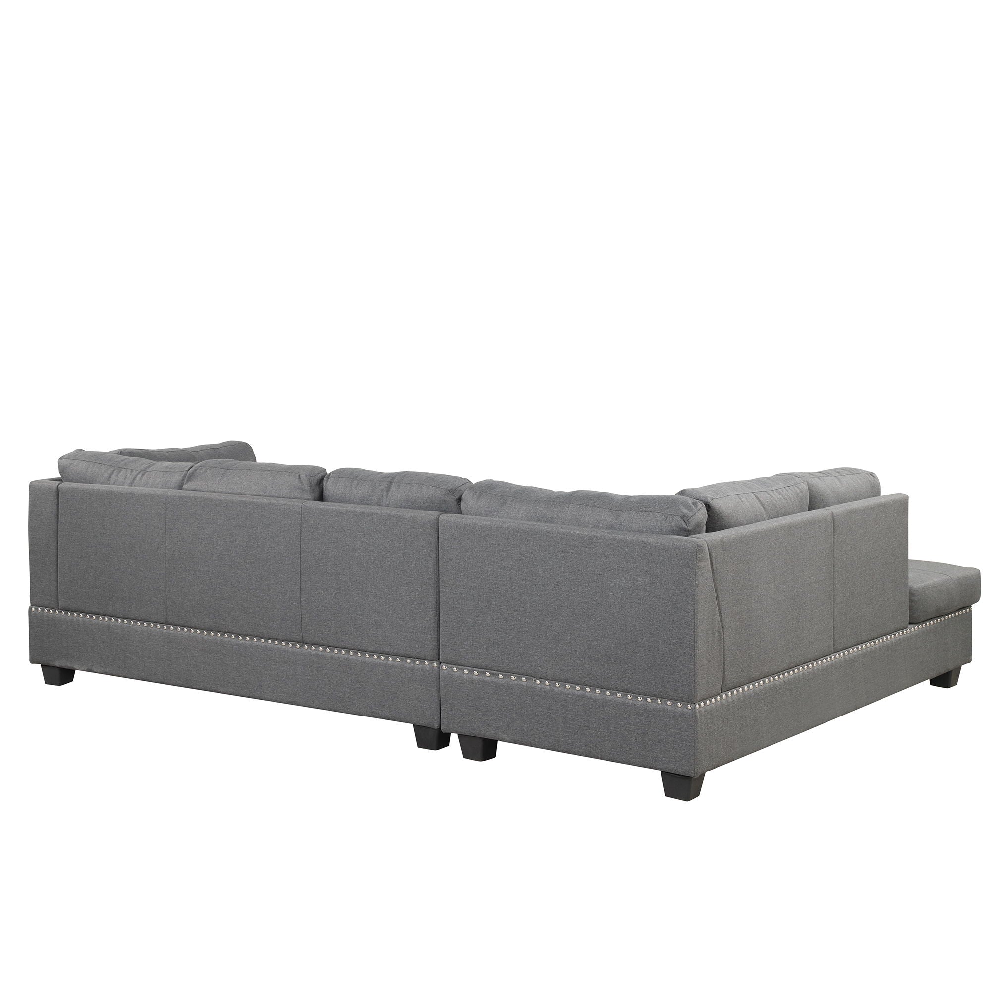 Reversible Sectional Sofa Space Saving With Storage Ottoman Rivet Ornament L-Shape Couch For Small Or Large Space Dorm Apartment