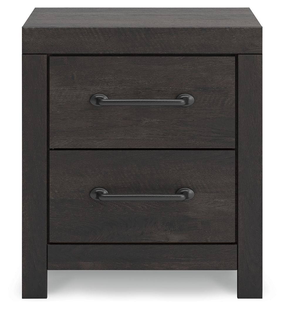 Hollivern - Two Drawer Night Stand - Dark Gray - view 2