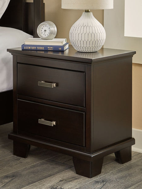Covetown - Dark Brown - Two Drawer Night Stand by Signature Design by Ashley® | Bel Furniture