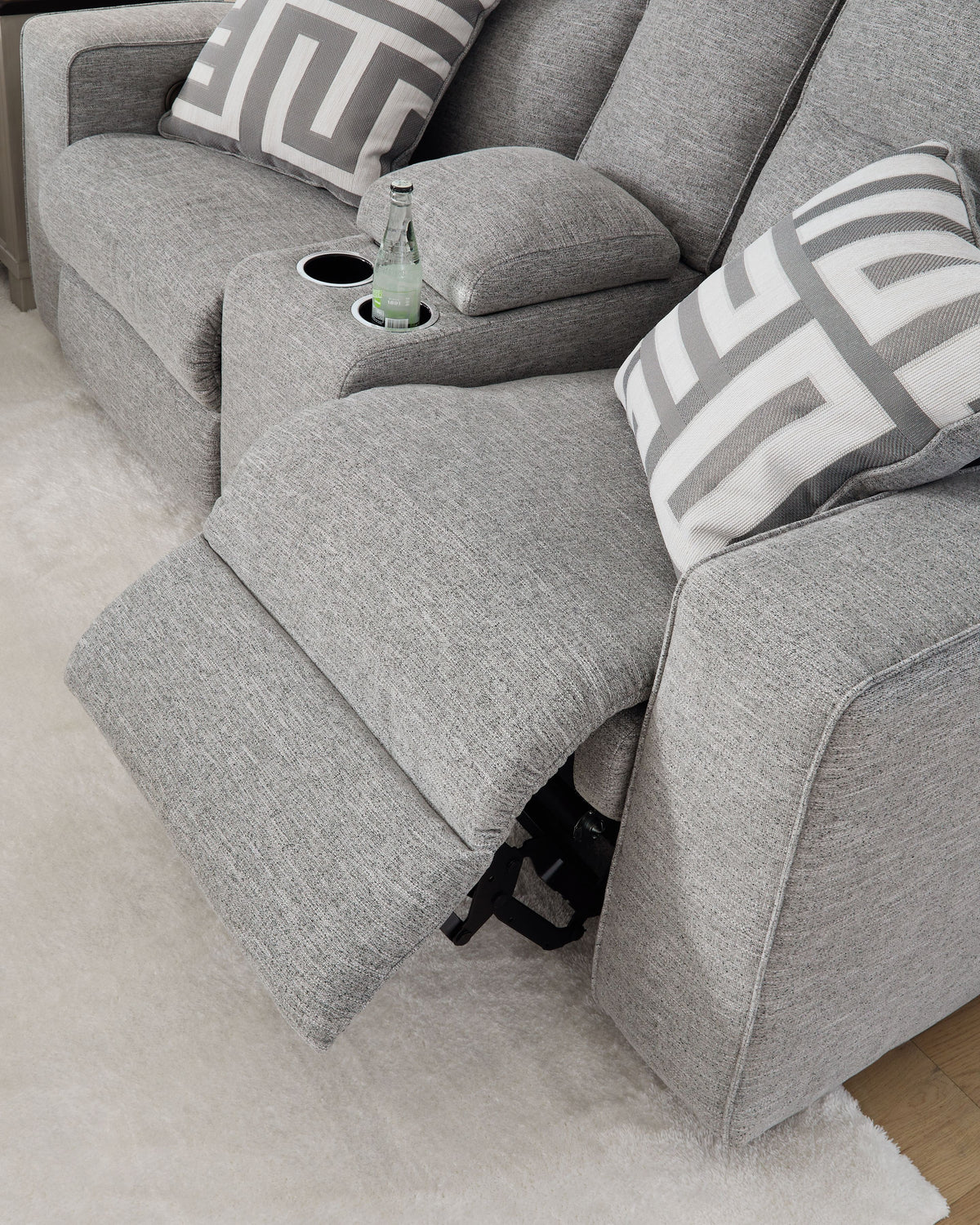 Biscoe - Pewter - Power Reclining Loveseat With Console /Adj Headrest by Signature Design by Ashley® | Bel Furniture