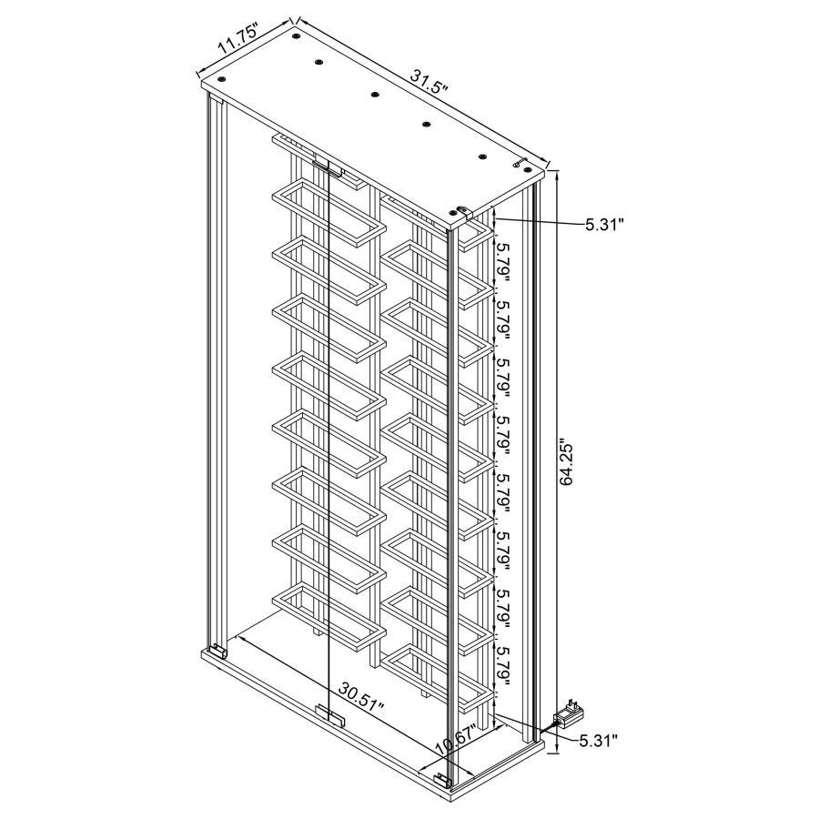 Montara - Tempered Glass Wine Storage LED Curio Cabinet - Chrome by Coaster Fine Furniture | Bel Furniture