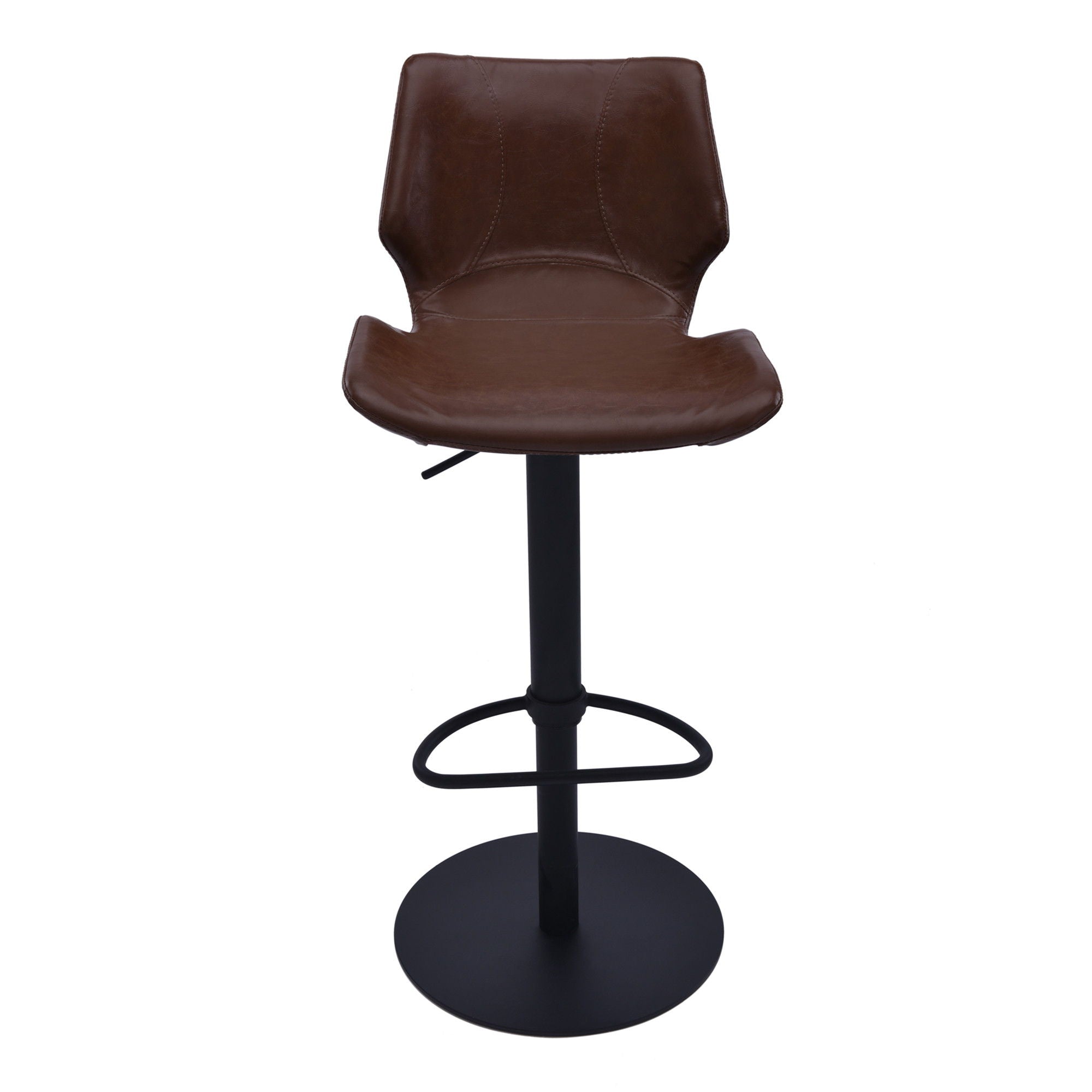 Faux Leather Swivel Low Back Adjustable Height Bar Chair - Coffee / Black