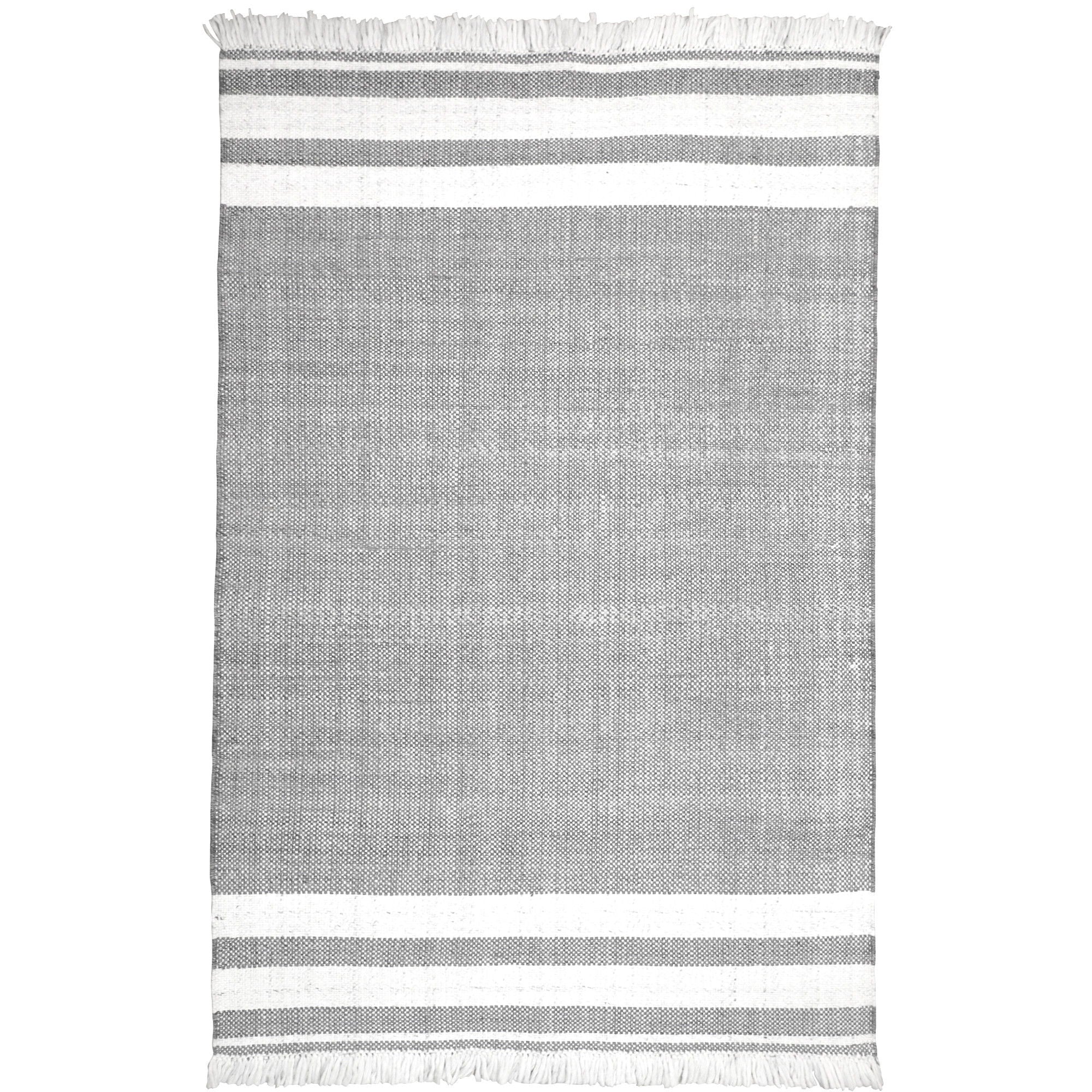 9' X 12' Striped Handmade Stain Resistant Non Skid Outdoor / Indoor Area Rug - Gray