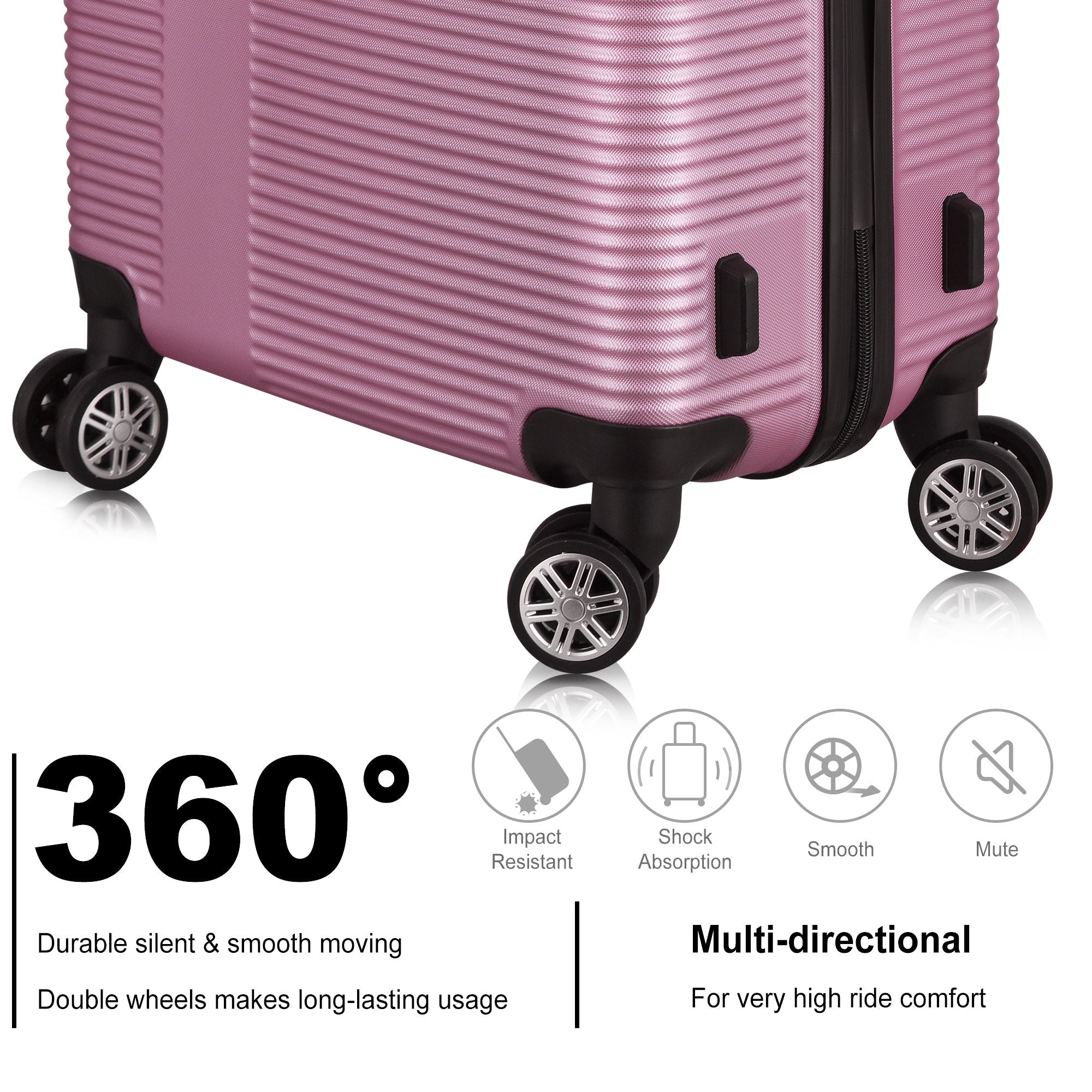 3 Piece Luggage With Tsa Lock Abs, Durable Luggage Set, Lightweight Suitcase With Hooks, Spinner Wheels Cross Stripe Luggage Sets