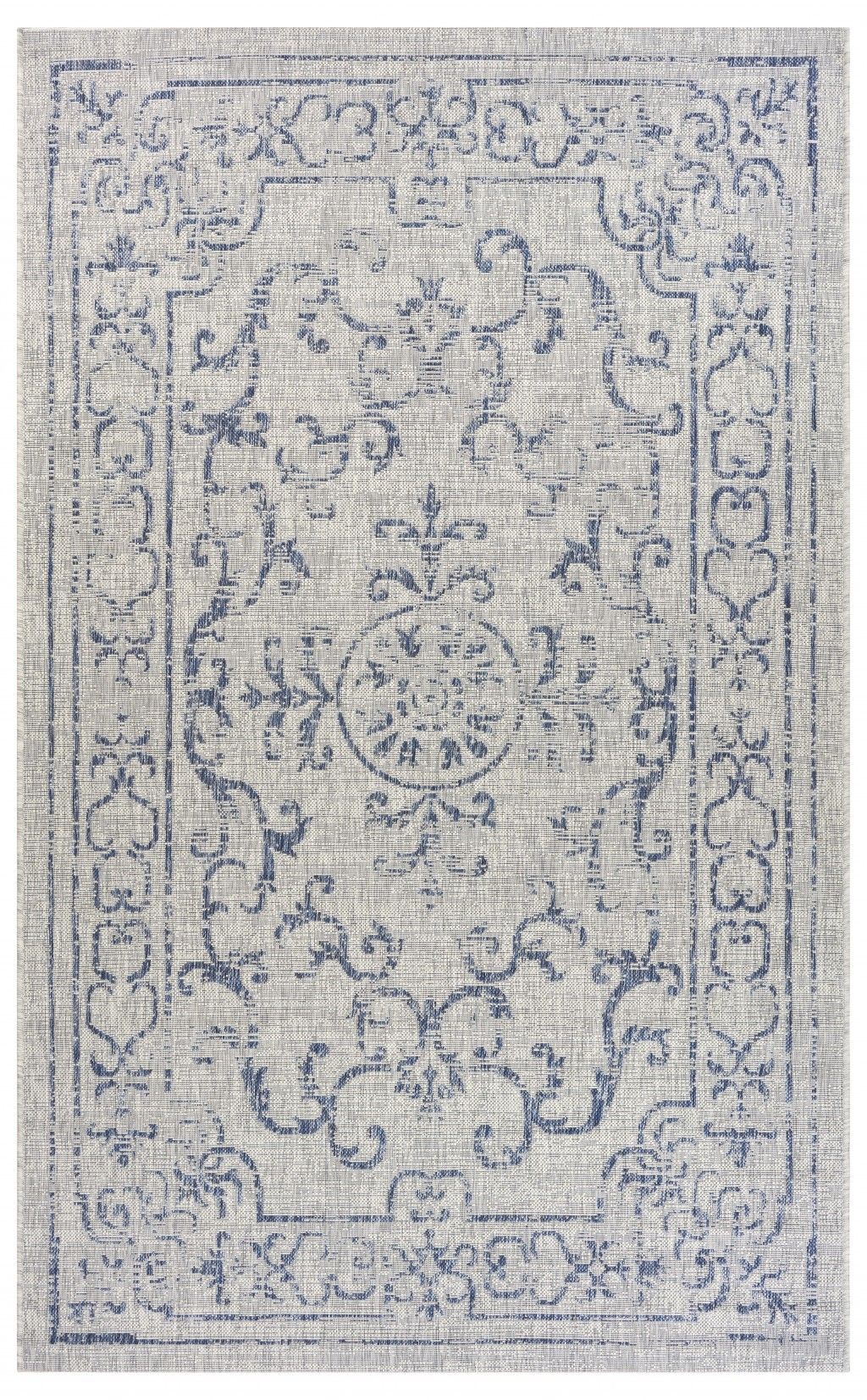 5' X 8' Indoor & Outdoor Area Rug - Blue / Gray