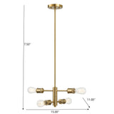 Trellis - 4 Lights Modern Gold Chandelier Vintage Pendant Fixture For Living Room - Clear / Gold