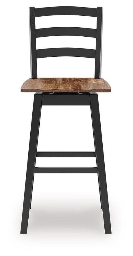 Wildenauer - Tall Swivel Barstool (Set of 2) - Brown / Black