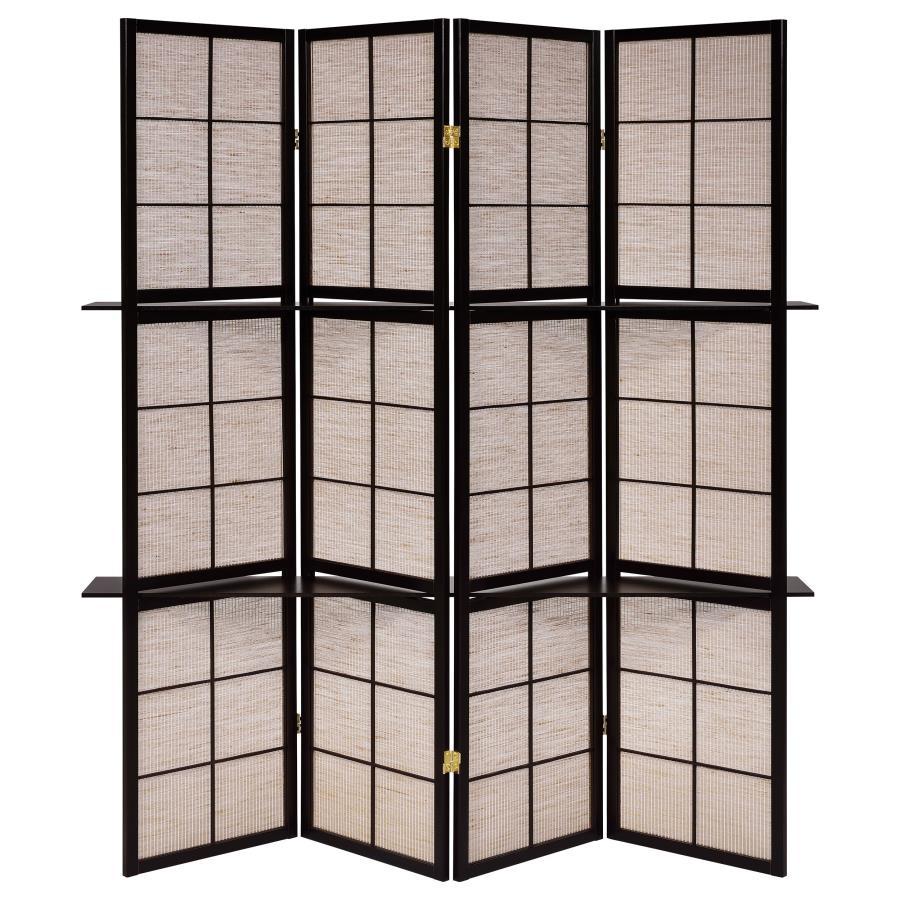 Iggy - 4-Panel Room Divider Folding Shoji Screen - Cappuccino by CoasterEveryday | Bel Furniture