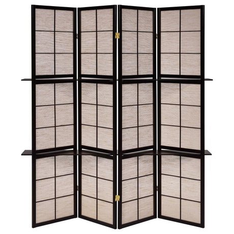 Iggy - 4-Panel Room Divider Folding Shoji Screen - Cappuccino by CoasterEveryday | Bel Furniture