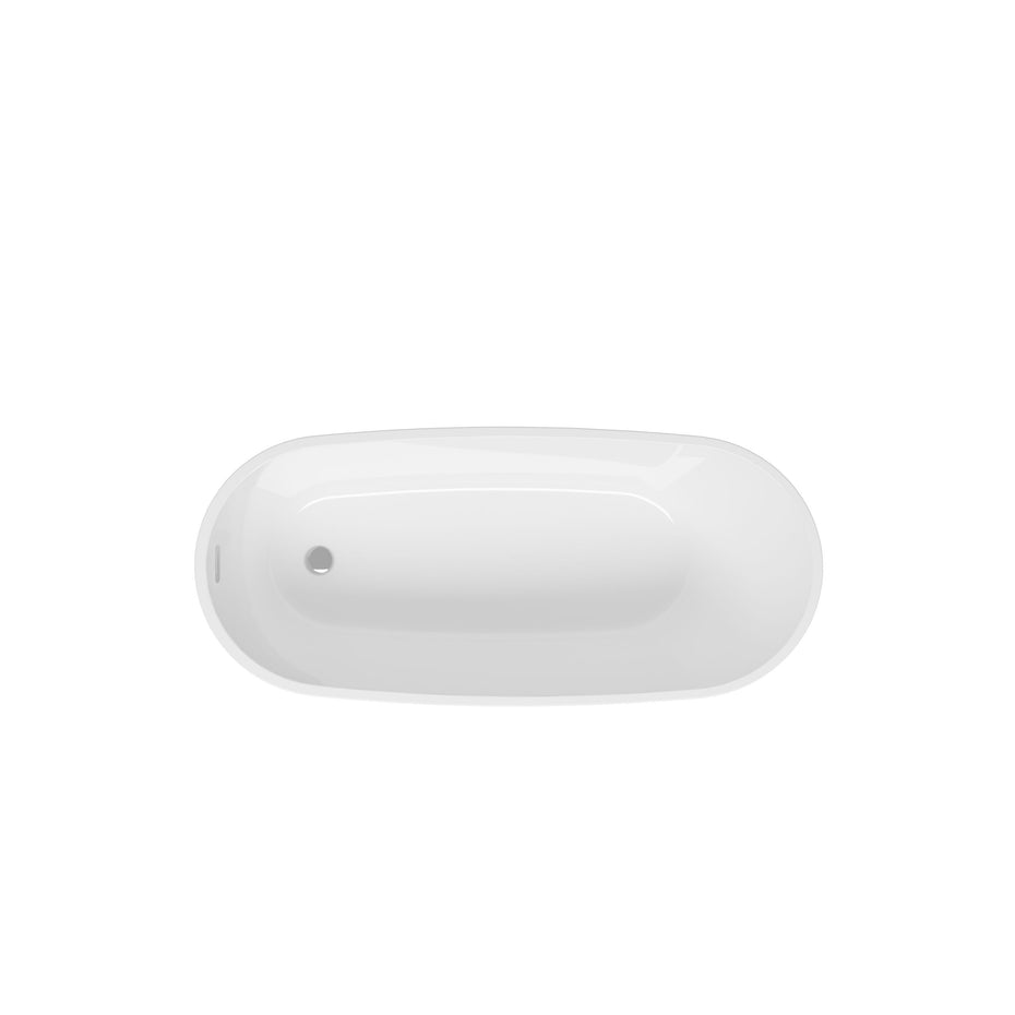 Acrylic Freestanding Soaking Bathtub With Classic Slotted Overflow And Toe-Tap Drain In Chrome, Cupc Certified.Easy To Install, 02141 - Glossy White