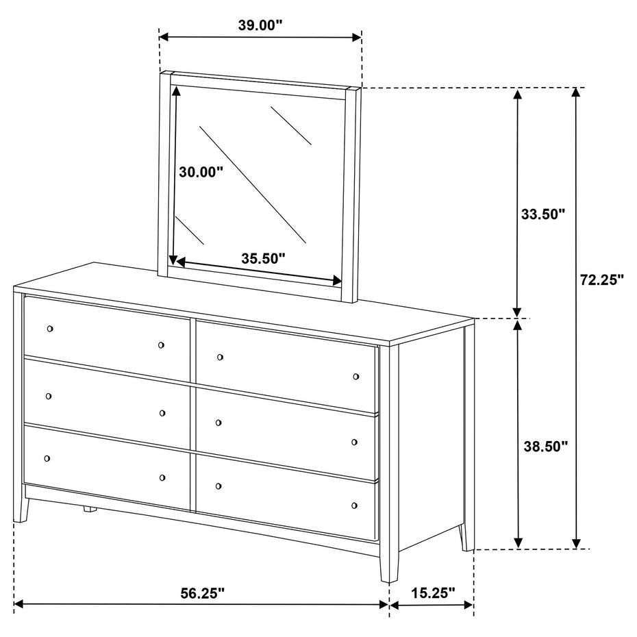 Wilkes - 6-Drawer Dresser And Mirror - Dark Cocoa