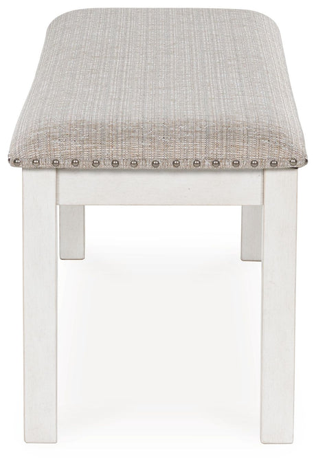Robbinsdale - Antique White - Large Upholstered Dining Room Bench by Signature Design by Ashley® | Bel Furniture