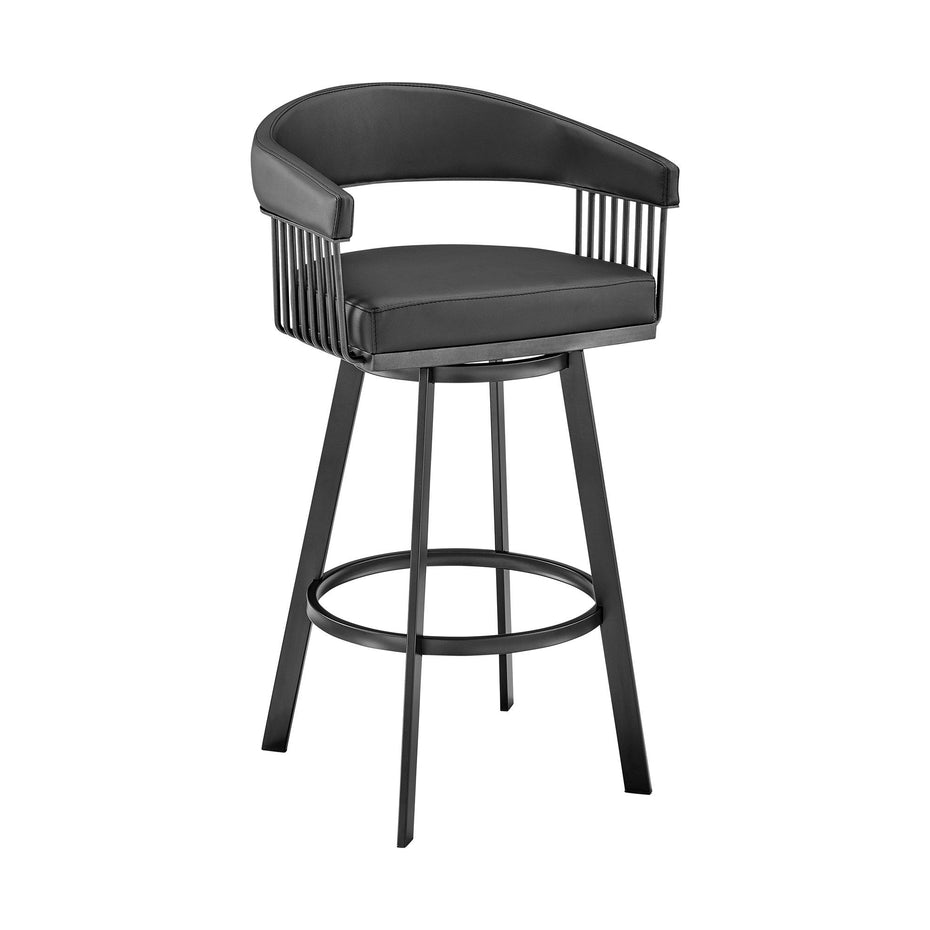 34" Swivel Low Back Counter Height Bar Chair - Black