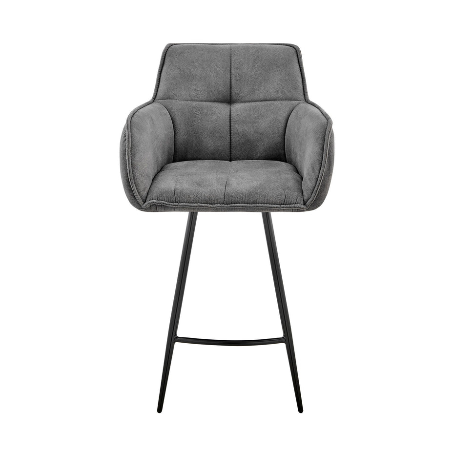 42" Iron Bar Height Bar Chair - Charcoal / Black