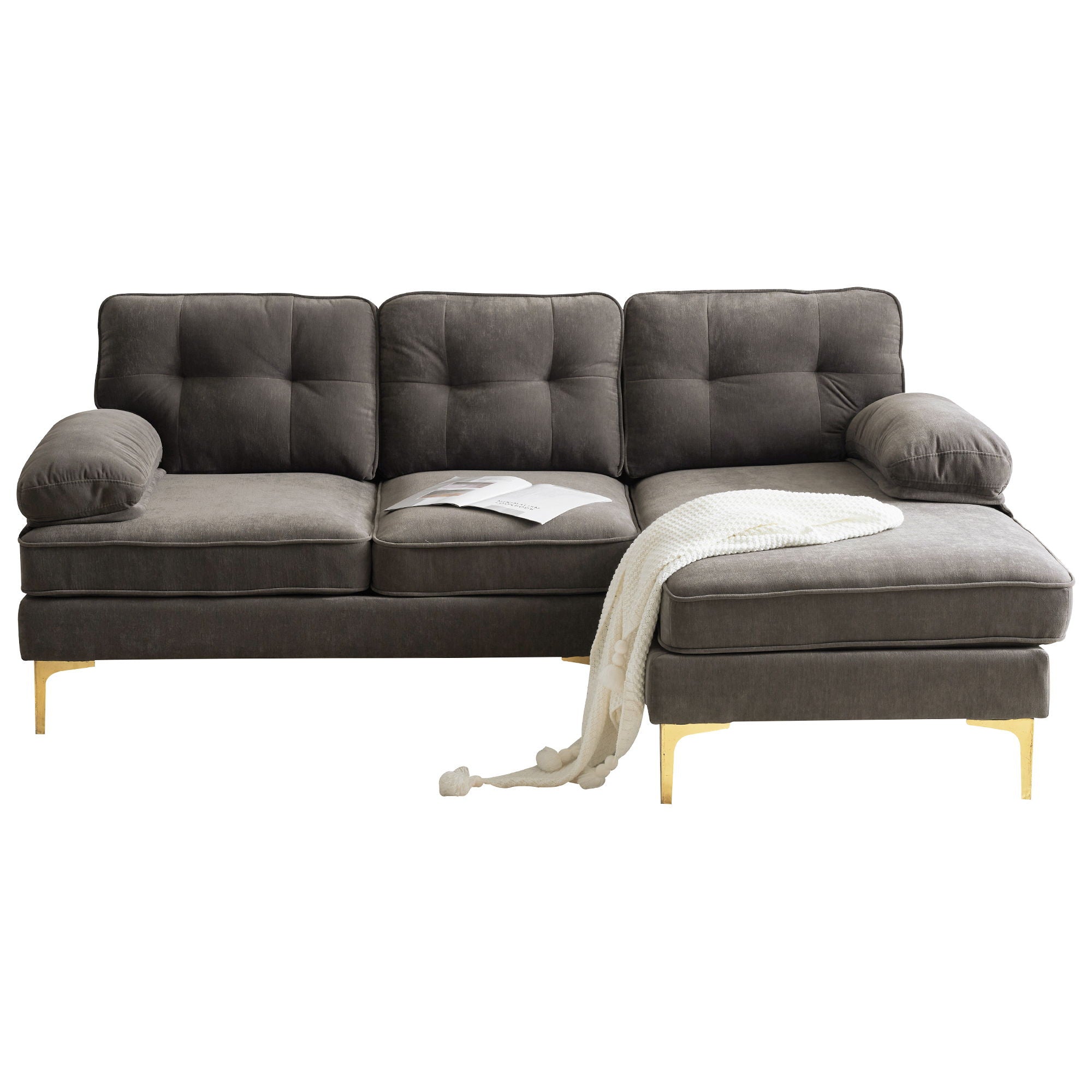 Modern Sectional Sofas Couches Velvet L Shaped Couches For Living Room, Bedroom