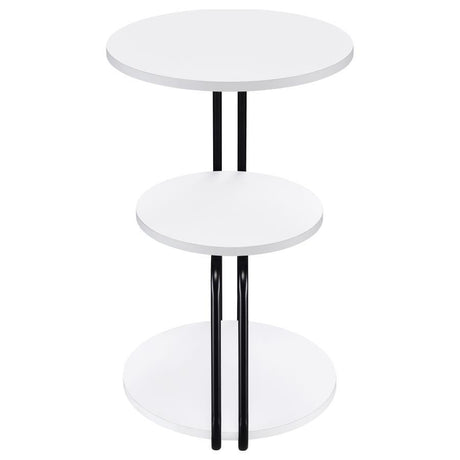Hilly - 3-Tier Round Accent Side Table - White And Black by Coaster Fine Furniture | Bel Furniture