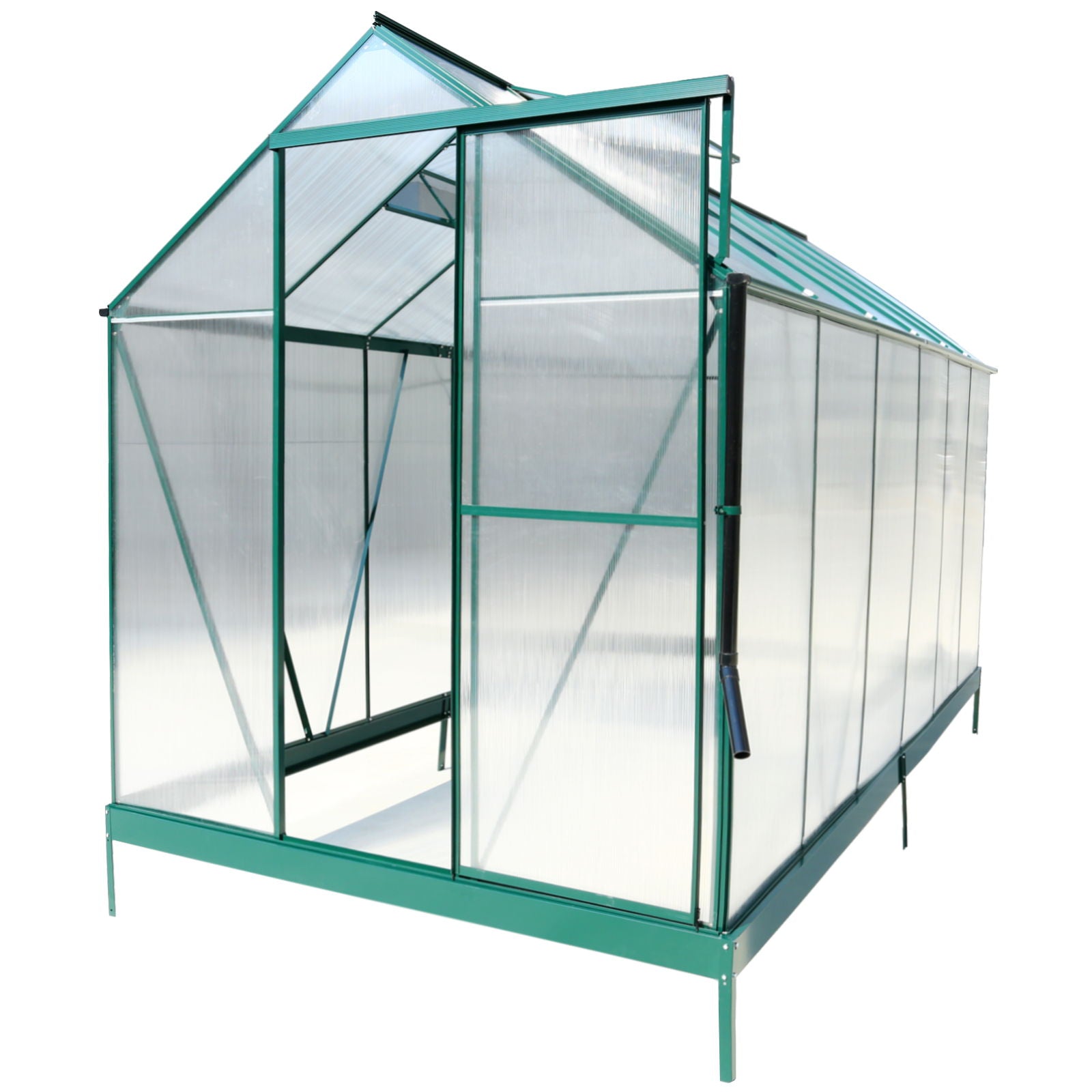 Polycarbonate Greenhouse, Heavy Duty Outdoor Aluminum Walk-In Green House Kit With Rain Gutter, Vent And Door For Backyard Garden