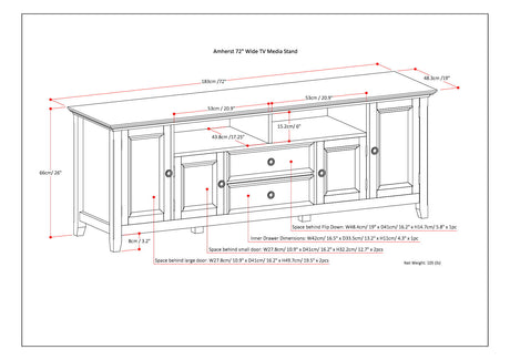 Amherst - Wide TV Media Stand - Rustic Natural Aged Brown by Simpli-Home | Bel Furniture