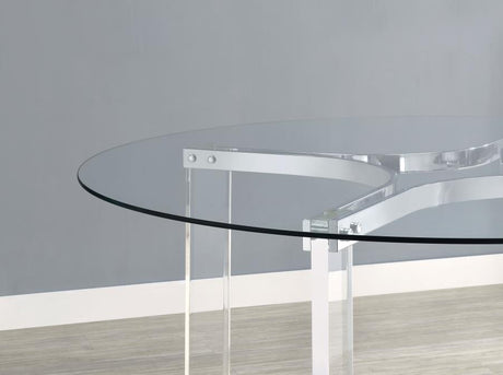 Keeling - Round Glass Top Acrylic Dining Table - Chrome by Coaster Fine Furniture | Bel Furniture