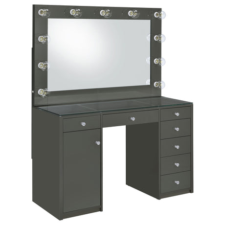 Acena - 7-Drawer Vanity Set With Lighting Gray by CoasterEssence | Bel Furniture