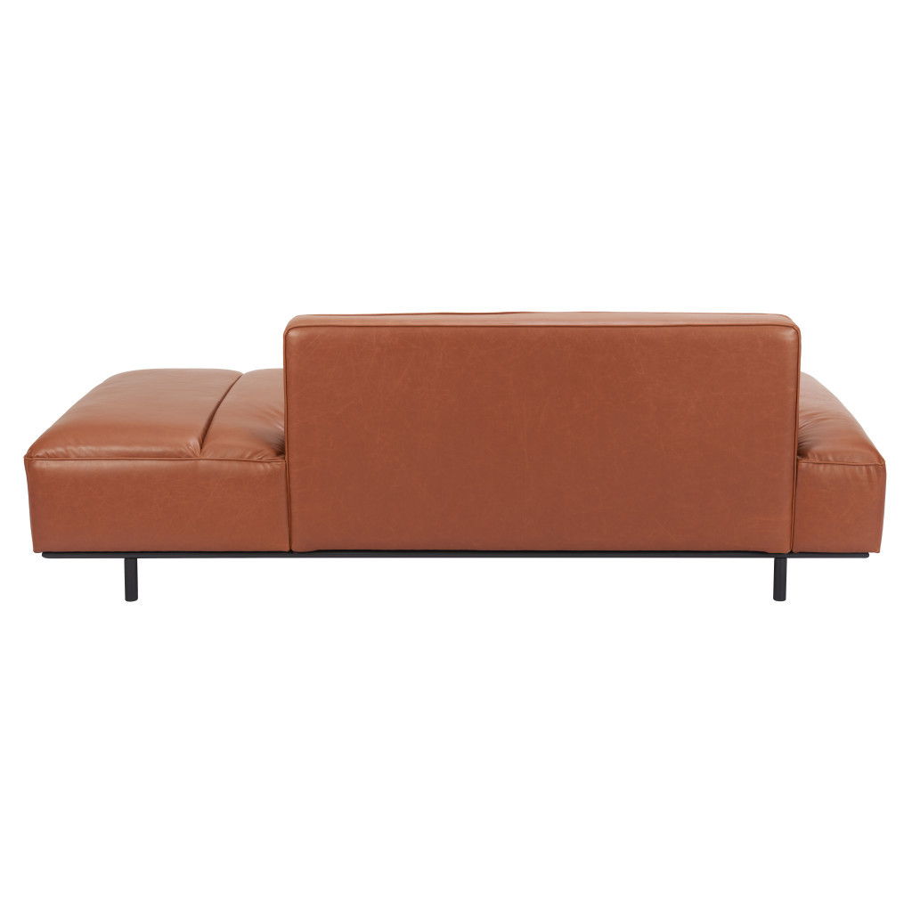 Sofa Faux Leather With Black Legs - Brown