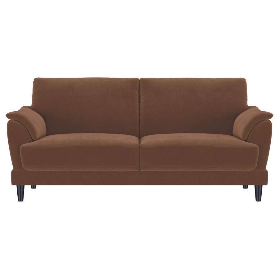 Selma - 2 Piece Velvet Upholstered Crescent Arm Sofa Set - Rust by Coaster Fine Furniture | Bel Furniture