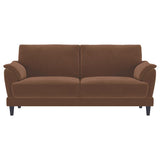 Selma - 2 Piece Velvet Upholstered Crescent Arm Sofa Set - Rust by Coaster Fine Furniture | Bel Furniture