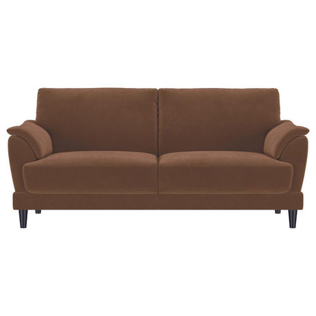 Selma - 2 Piece Velvet Upholstered Crescent Arm Sofa Set - Rust by Coaster Fine Furniture | Bel Furniture