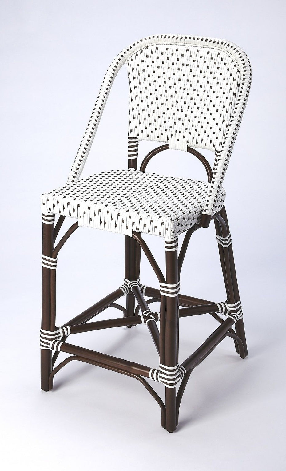 Rattan Bar Chair - White / Dark Brown