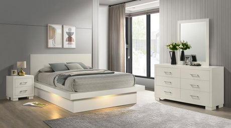Jessica - LED Bedroom Set White by CoasterEssence | Bel Furniture