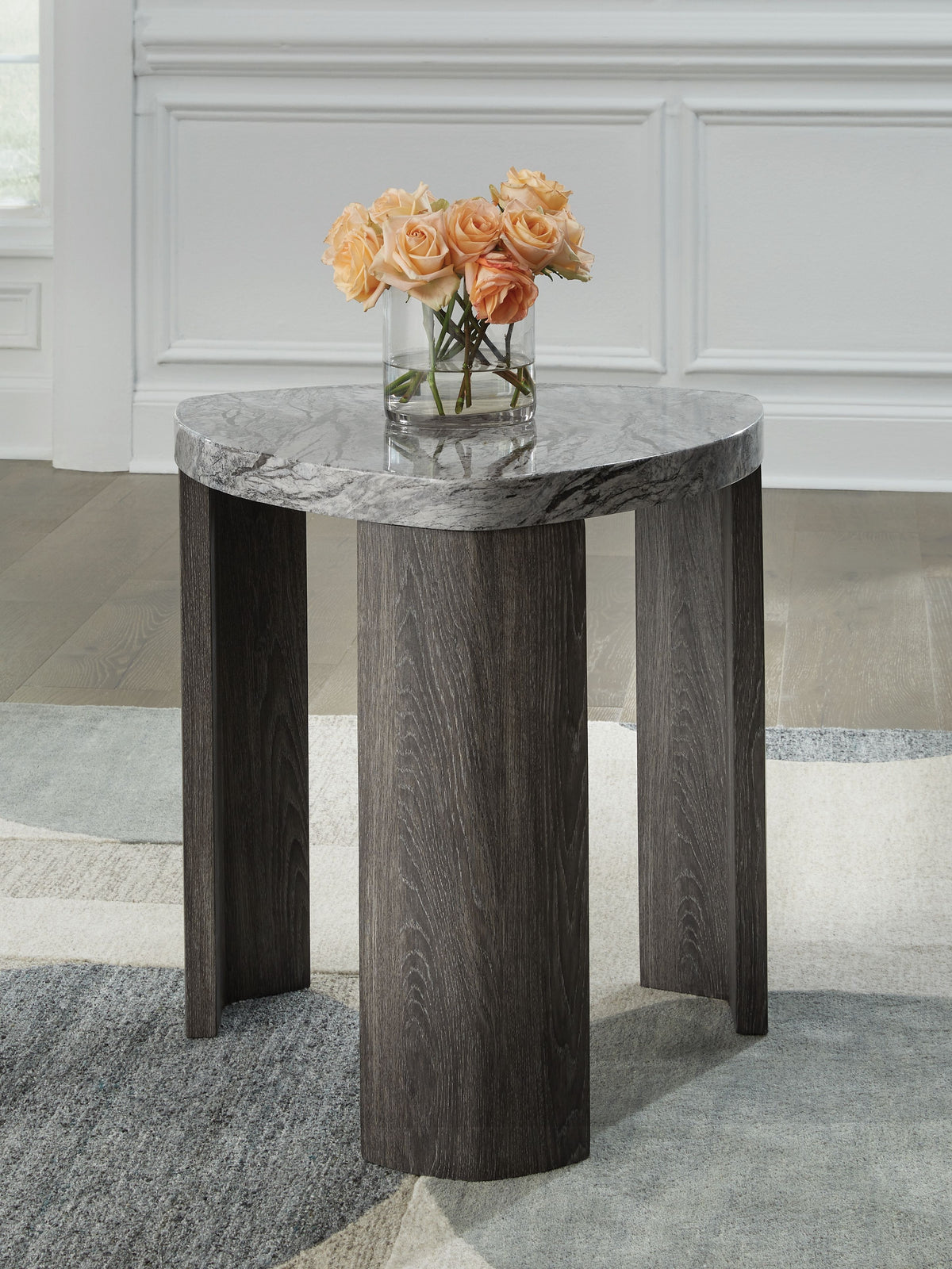 Surmour - Gray / Brown - Triangle End Table by Signature Design by Ashley® | Bel Furniture